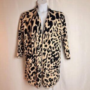 Chico’s Leopard Print Open Front Cardigan Sweater Jacket Women’s Size 3 (XL/16)
